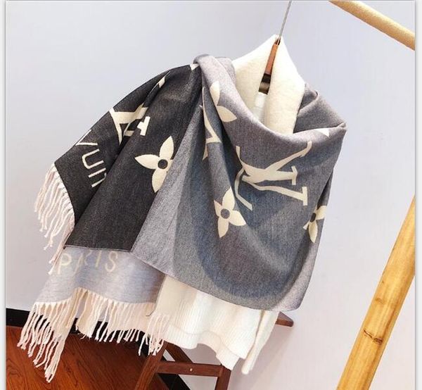 

2020 new brand scarf silk brands designer scarf fashion floral scarves shawlfashion classic for women w18 018, Blue;gray