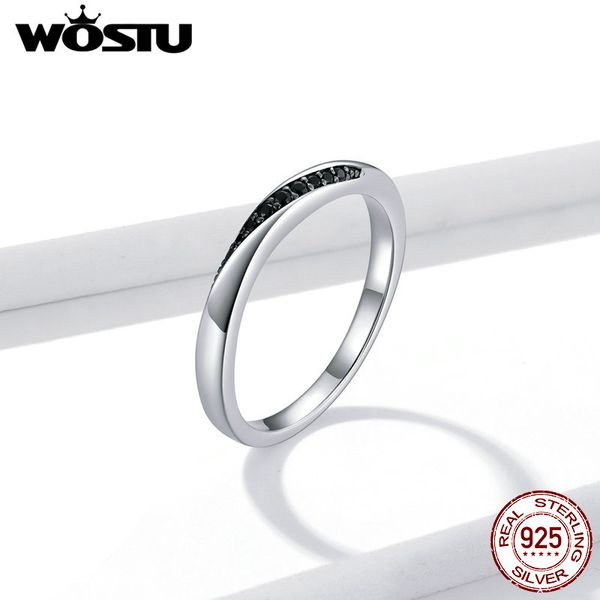 

wostu mobius ring 925 sterling silver black ring finger for women wedding party fashion s925 jewelry gift fnr130, Golden;silver