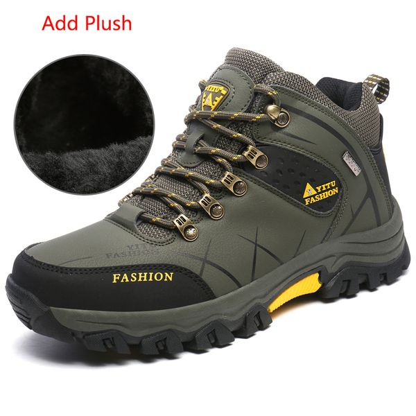 

winter men outdoor hiking shoes warm plush hunting climbing shoes waterproof non slip tactical boots trekking sneakers plus size