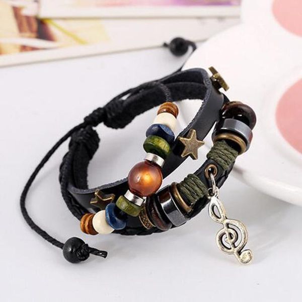 

bangle leather bracelet for sublimation notes cowhide bracelets thermal transfer printing diy knitted jewelry print f729, Black