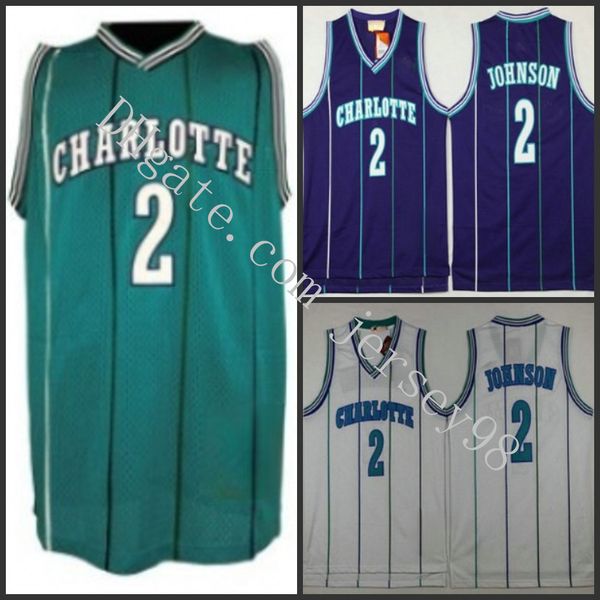 

charlotte hornets men #2 larry johnson red nba white men jersey, Black