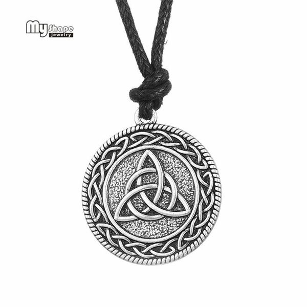 

my shape irish knot amulet statement necklace chain circle talisman pendant necklaces women chooker jewelry accessories, Silver
