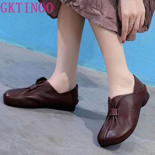 

gktinoo autumn fashion women shoes handmade genuine leather loafers soft comfortable women casual shoes ladies flats, Black