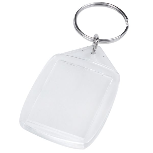 

50x clear acrylic plastic blank keyrings insert passport p keychain keyfob, Silver