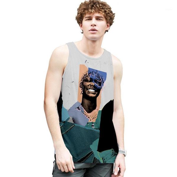 

neck 3d print mens sports vest womens casual tank pop smok mens tank crew, White;black