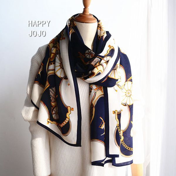 

hangzhou luxury 100% natural silk printed long navy blue scarf for women real silk wrap shawl bandana gift for lady, Blue;gray