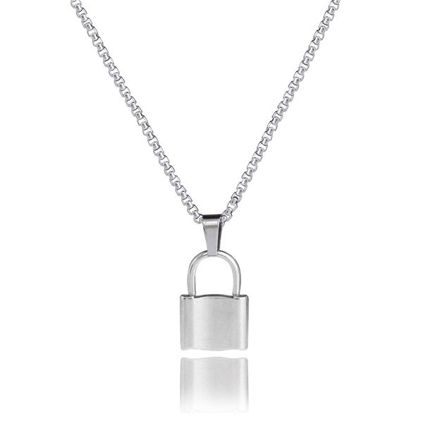 

hiphop creative men women fashion simple wild small lock clavicle chain titanium steel necklace100% full staineless steel, Silver