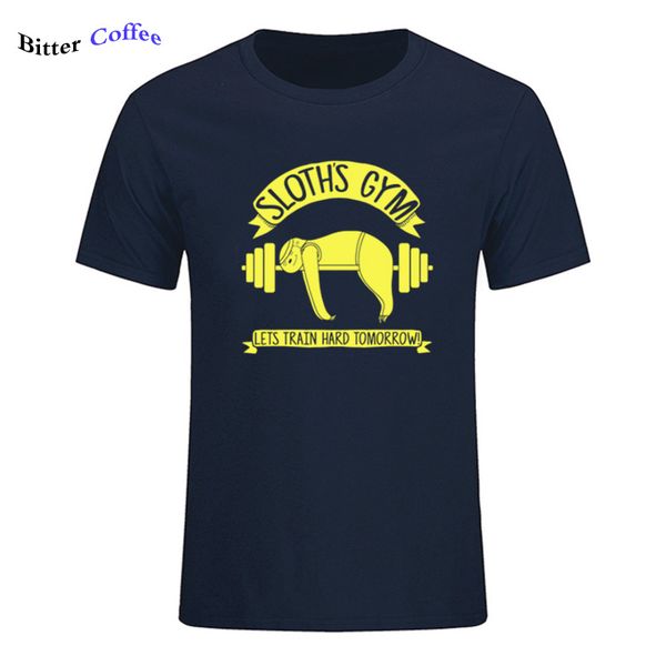 

funny sloth gym lets train tomorrow t shirt men short sleeve t-shirt novelty cute sloth brand clothes cotton tee