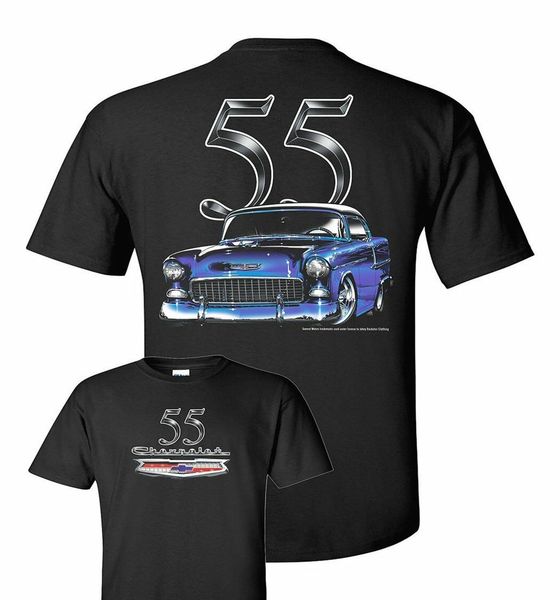 

chevy bel air t-shirt - black w/ blue 1955 150 / 210 emblem / logo