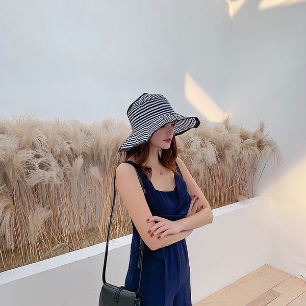

wide brim hats 2021 harajuku style summer women's broad-brimmed fisherman hat ladies fishing uv protection foldable visor, Blue;gray