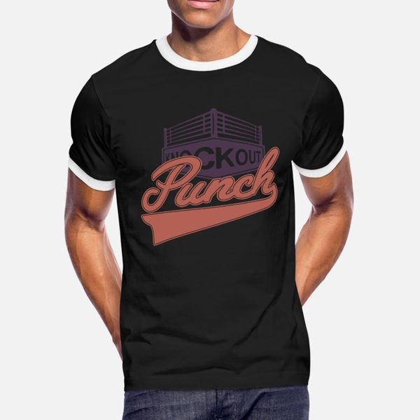 

knockout punch t shirt men character cotton round neck letter crazy humor spring autumn trend shirt