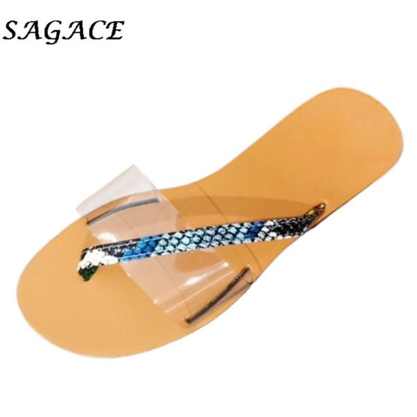 

sagace flip flops women summer leather sandals snake print slip on summer woman beach sandals ladies flat casual shoes, Black