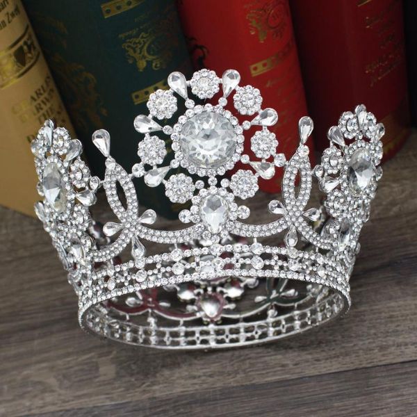 

luxury crystal wedding bridal queen king tiara crown bride headpiece women prom diadem hair oranments head jewelry accessories, Golden;silver