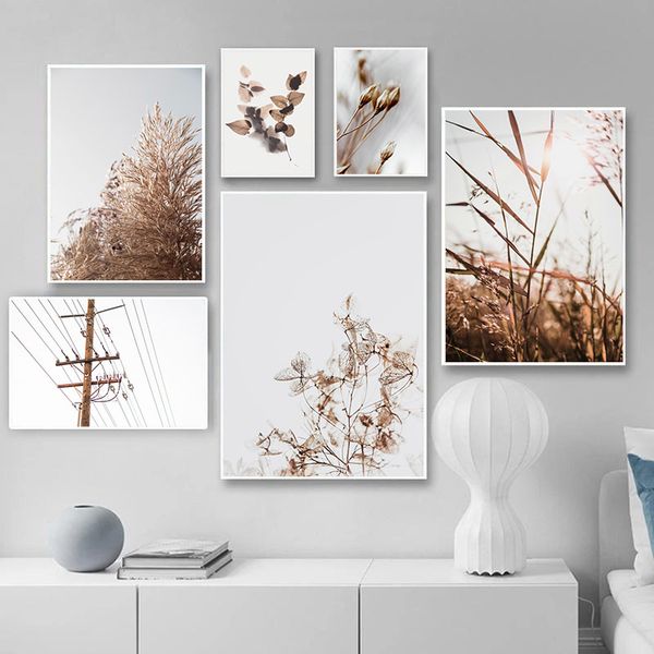 

modern fall grass plant leaves posters and prints wall art picture canvas poster living room nordic home decoration painting