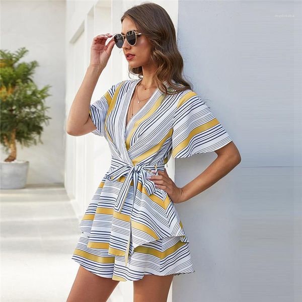 

drawstring sashes natural color jumpsuits casual v-neck short sleeve short jumpsuits womens clothing womens jumpsuits fashion, Black;white