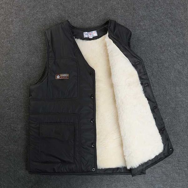 

men's winter vest real sheep fur short jackets thicken keep warm new vest shorn sheepskin plus-size winter coat, Black;white