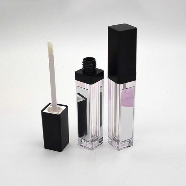 

wholesale led empty lip gloss tubes black square lip gloss tube with mirror refillable lipgloss bottles packaging