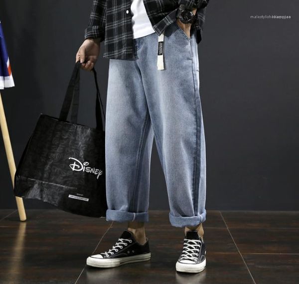 

washed jeans fashion style slim homme pencil pants plus size loose male clothing mens new designer casual, Blue