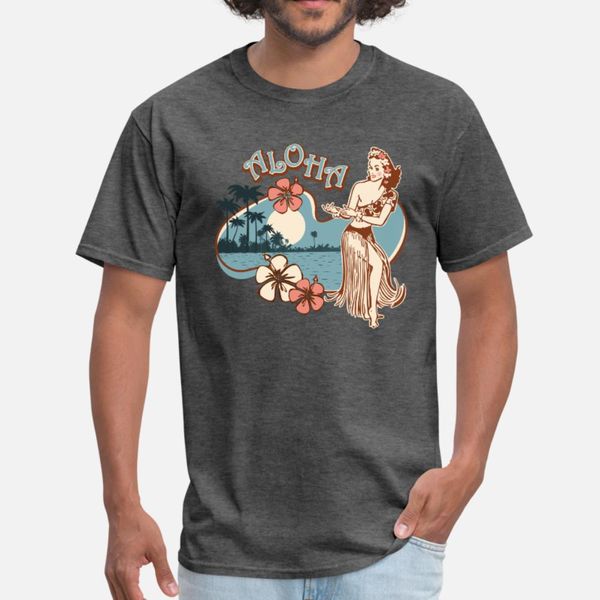 

aloha hula girl t shirt men printing tee shirt o neck standard sunlight new fashion summer style vintage shirt