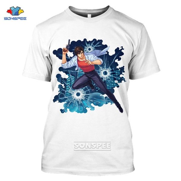 

sonspe summer anime city hunter korean style cartoon 3d print shirts humor humor plus size men clothing