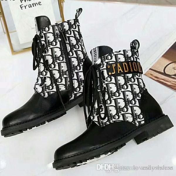 

2020 new fashion luxury ladies print martin boots thick-soled work boots women and ladies ankle boots winter shoes size35-41, Black