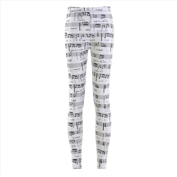

white color womens leggings digital painted music style stretchy leggings welcome dropshipping drop shipping good quality, Black