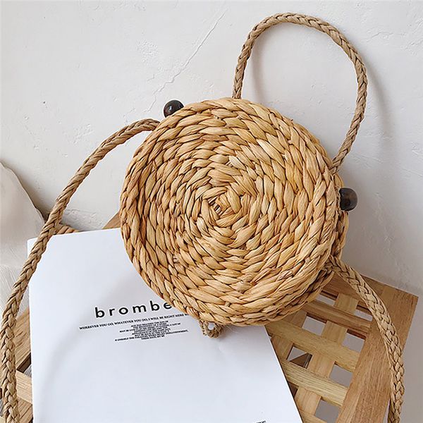 

women hand woven shoulder bag summer rattan wicker straw woven beach totes handbag small round circular messenger bag 2020 #40