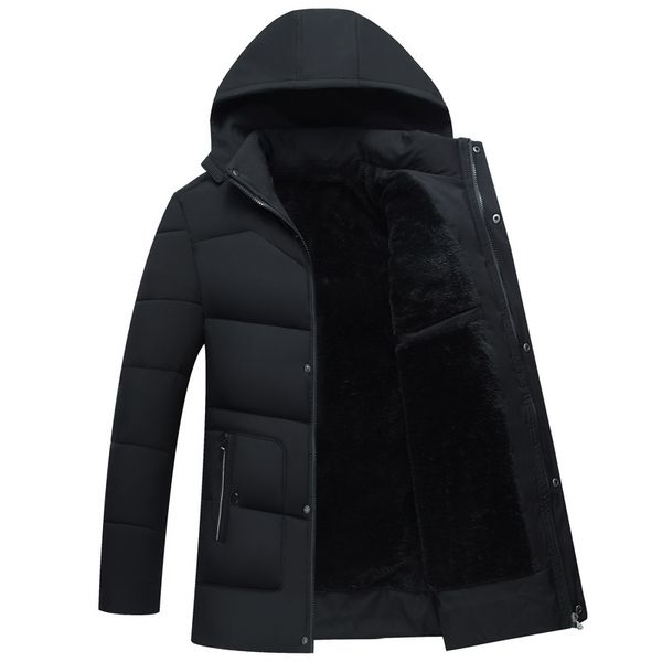 

men's down & parkas winter coat cotton suit velvet thicker hooded, Black