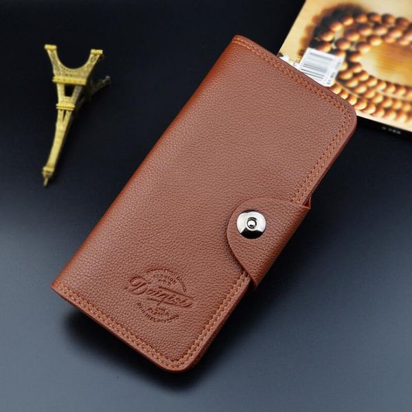 

wallet long key bag men s youth fashion classic buckle multi card position three fold litchi pattern soft card clip wholesale men