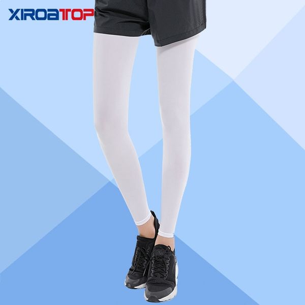 

one pair anti uv cycling compression knee pad protector leg sleeves outdoor sports safety soccer running leggings, Black