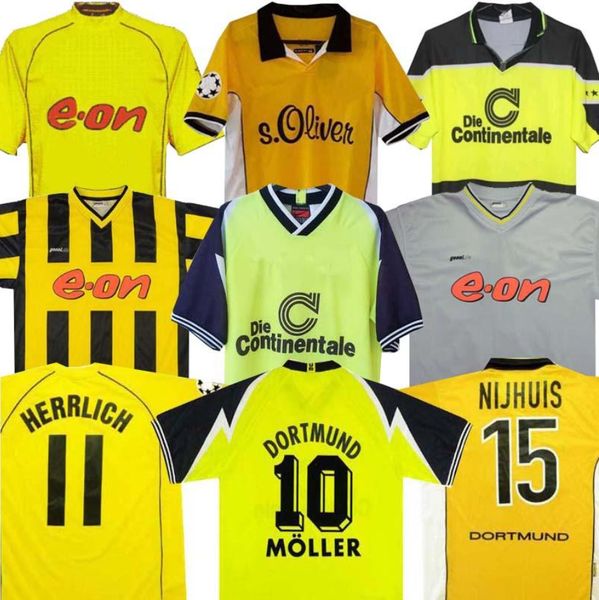 

98 99 retro 01 02 borussia dortmund soccer jerseys 2000 2002 classic vintage football amoroso rosicky bobic ewerthon koller 95 96 97, Black;yellow