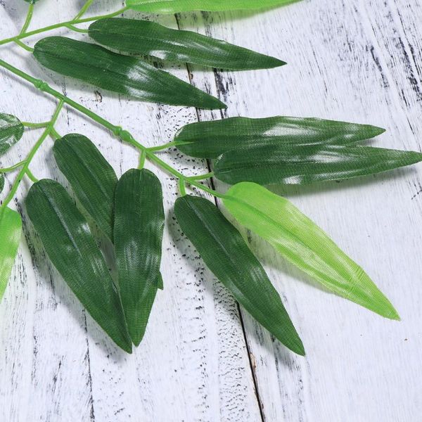 

12pcs artificial green bamboo leaves fake green plants greenery leaves for home l office decoration