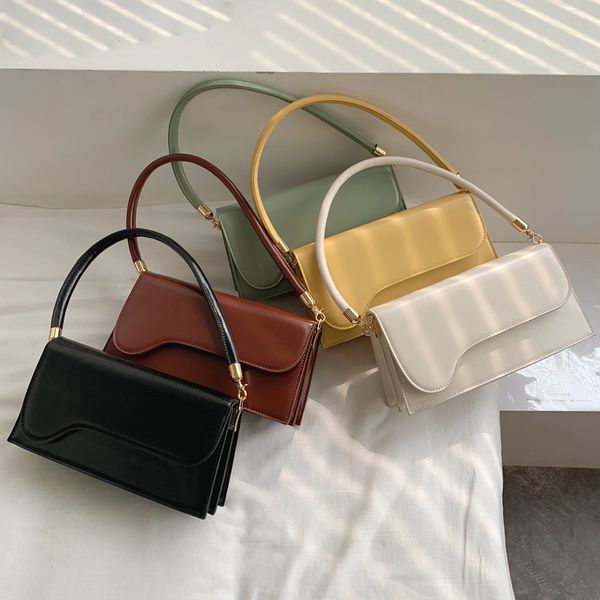 

simple pu leather women handbag new style underarm shoulder bags tote elegant baguette bag retro female bag mini flap clutch hot