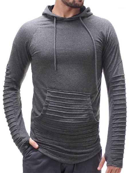

plus size pullover sweatshirt streak long sleeve solid color mens clothing spring mens slim fold designer hoodies, Black