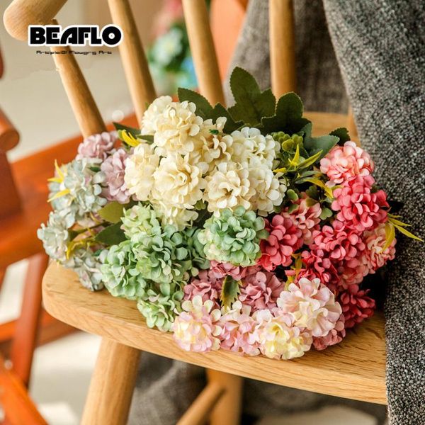 

1pc artificial flower hydrangea bouquet silk flower fake floral for diy home wedding party christmas day decoration b1026