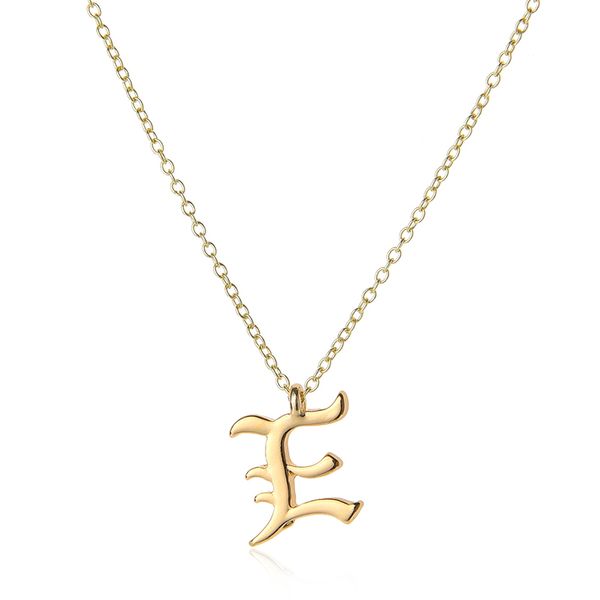 

10pcs lucky mom gift letter e family name initial alphabet pendant necklace stainless steel alloy 26 english word sign jewelry, Silver