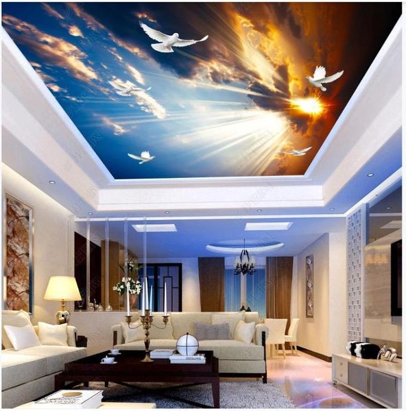 

wallpapers custom ceiling wallpaper 3d zenith mural beautiful dream starry sky moon white cloud living room wall paper