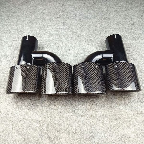 

1 pair glossy black stainless steel exhaust muffler tips h style oval shape exhausts pipes for universal