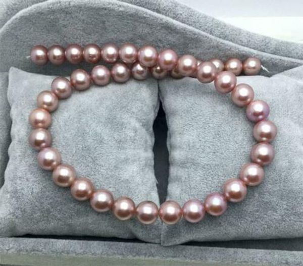 

huge 10-11mm natural south sea genuine deep purple pink pearl necklace 18, Silver