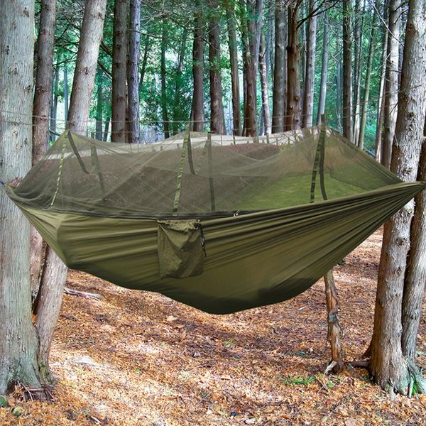 

2 person outdoor parachute cloth mosquito proof fishing hammock nets double air tent with strap and buckle size 260x140cm