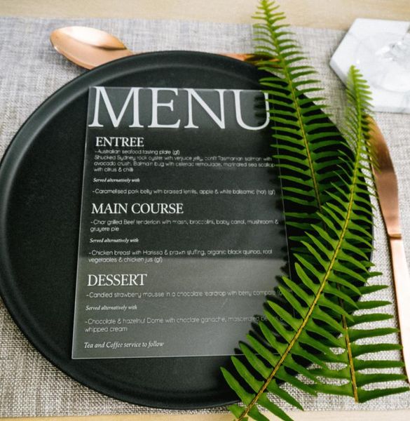

greeting cards wedding menu acrylic - bar