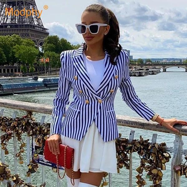 

women's trench coats double breasted stripes blazer notched long sleeve slim elegant coat female suit 2021 autumn fashion, Tan;black