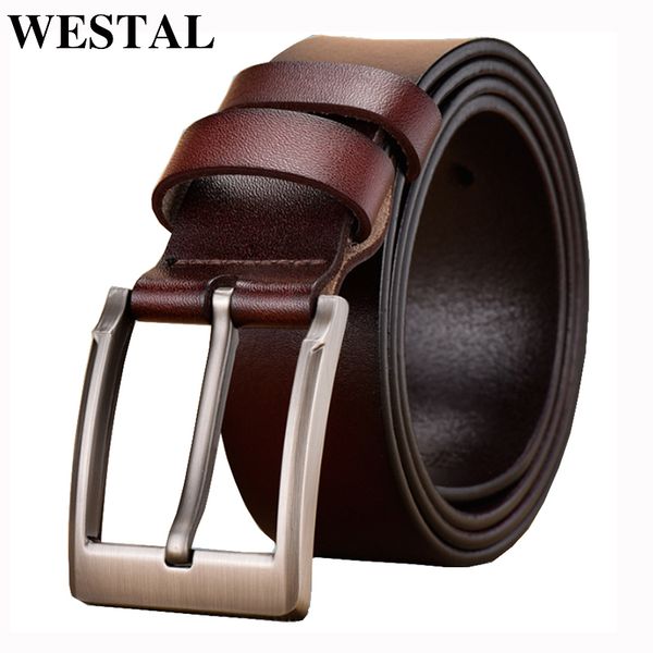 

westal genuine leather belts male leather belt men designer luxury mens belts with buckle waist belt for men, Black;brown