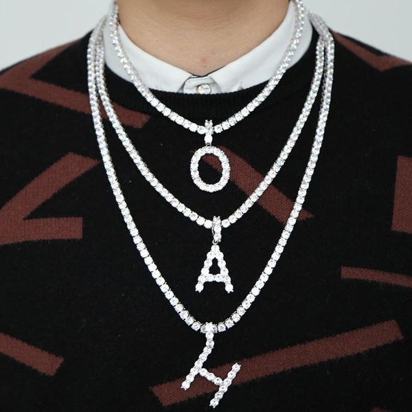 

мода хип-хоп ювелирные изделия для женщин a-z английский письмо кристалл ожерелья bling bling iced out цепи мужчины личности ожерелье dhe553