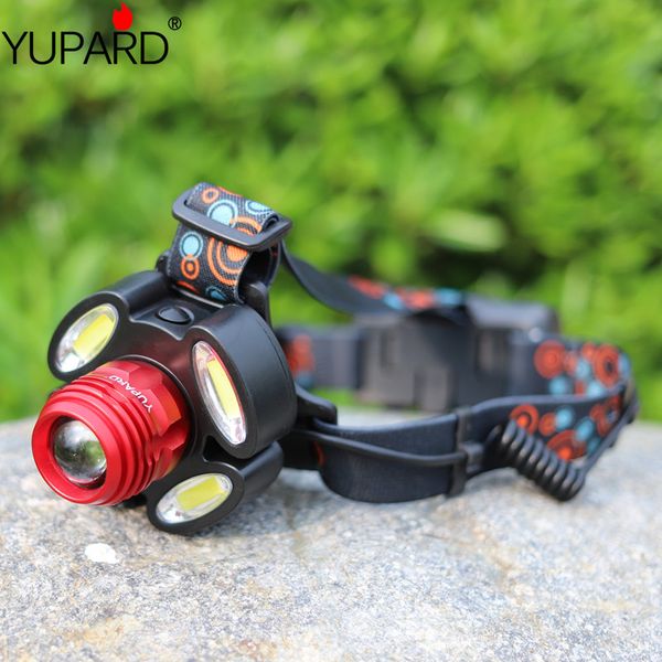 

cob+ t6 led headlight usb rechargeable head lamp torch 4-mode 18650 battery waterproof hunting fishing lighting zoom headlamp
