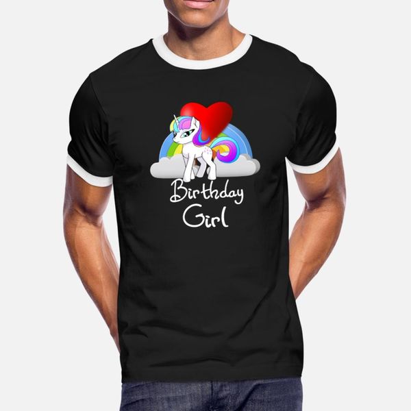 

birthday girl shirt unicorn rainbow bird gift t shirt men printed short sleeve round neck formal loose breathable spring trend shirt