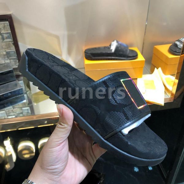 

2020 stamp slippers summer beach slippers black gold white men' casual sandals women' indoor non-slip sports shoes, Black;grey