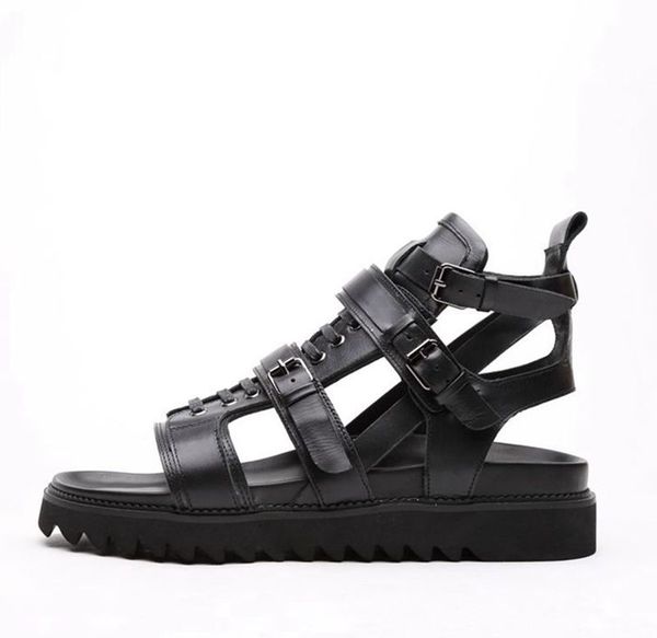 

men sandals summer 2020 high platform leisure gladiators mens shoes british style black sandalias