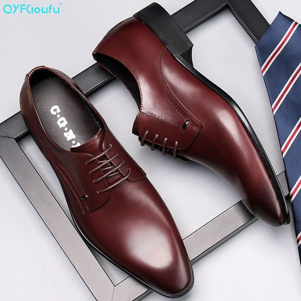 

qyfcioufu handmade italian mens dress shoes genuine leather pointed toe customized goodyear men derby oxford shoes, Black