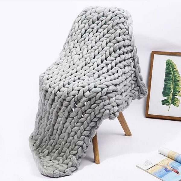 

blankets hand chunky knitted blanket thick yarn wool-like polyester bulky winter soft warm throw drop pography props
